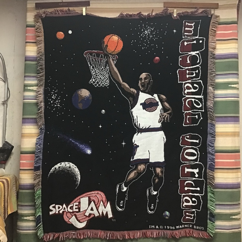 EUC VINTAGE Space Jam Michael Jordan afghan blanket from 96
